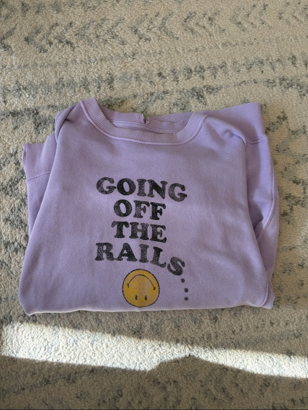 aerie Lavender Graphic Sweatshirt with Yellow Smiley Detail